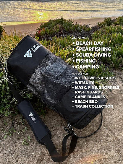 Rogue Endeavor Collapsible Mesh Free Dive Snorkel Bag - Designed for Long Fins, Collapsible, with Attachments for Dock, Boats and Trees.
