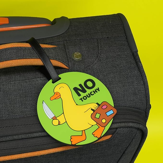Funny Luggage Tag – Hilarious Travel ID Tag with Sarcastic Saying – Durable & Easy to Spot Suitcase Tag for Men, Women, Frequent Flyers, or Gag Gift for Travelers - No Touchy