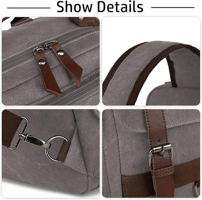 Vintage Messenger Bag, Canvas Backpack for Travel, Men's Shoulder Bag, Dual-use Bag for Hand Carry and Crossbody Carry