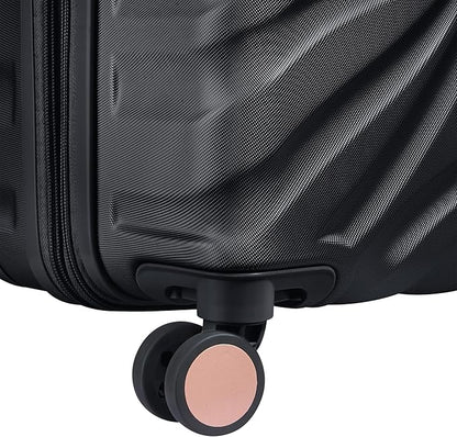 DELSEY PARIS Alexis Hardside 3-Piece Luggage Set, Expandable With 4 Spinner Wheels, Lightweight Suitcase, 21" Carry-On, 25" Checked Medium, 29" Checked Large, Black/Rose Gold