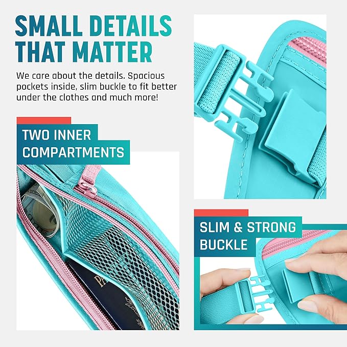 Alpha Keeper Hidden Travel Money Belt - RFID Blocking Waist Wallet & Passport Holder for Women and Men, Anti-Theft Slim Security Pouch