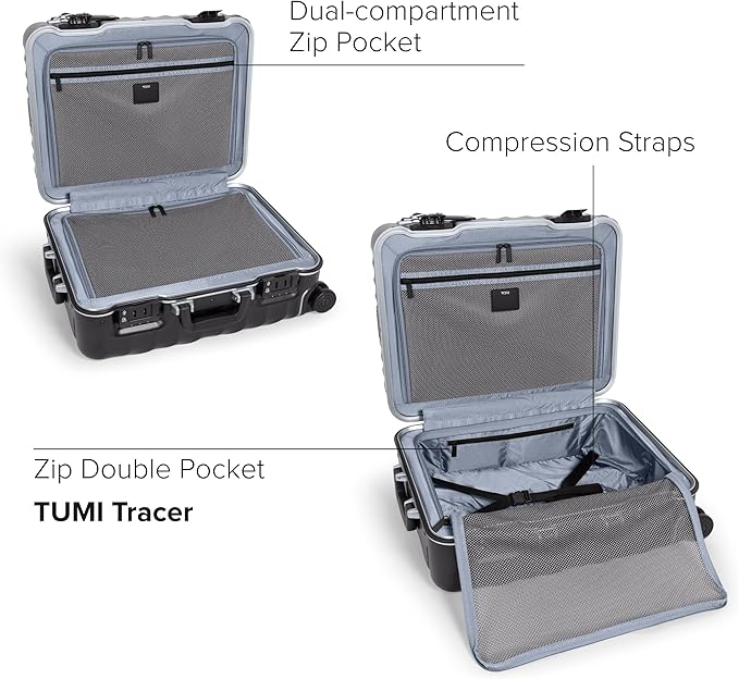 TUMI 19 Degree Frame Continental 4 Wheel Carry-On - Lightweight Suitcase - Hard Shell Luggage - 21.8" X 15.8" X 9.0" - Black Textured