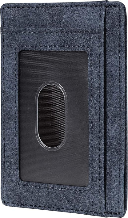 Travelambo Slim Wallet Front Pocket Minimalist Leather RFID Blocking Medium Size
