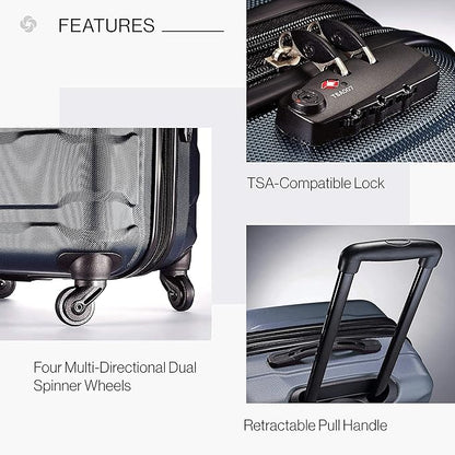 Samsonite Omni PC Hardside Expandable Luggage with Spinner Wheels, Teal, Checked-Large 28-Inch