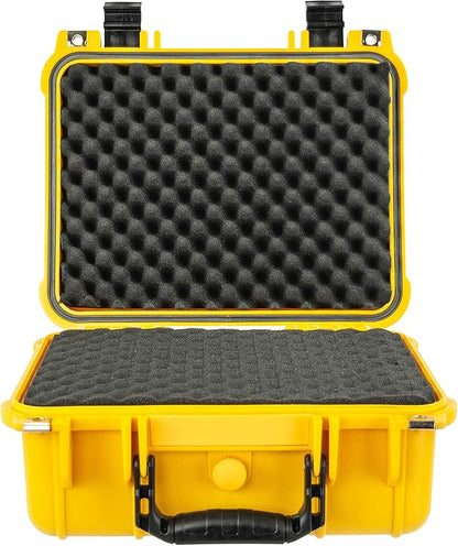 Eylar Protective Gear and Camera Hard Case with Custom Logo Plate, Waterproof & Shockproof w/Foam TSA Approved 13.37 Inch 11.62 Inch 6 Inch (Yellow)