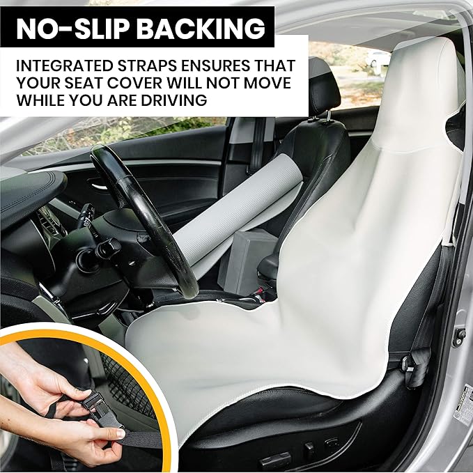 Gorla Gear Gray Premium Universal Fit Waterproof Stain Resistant Grey Car Seat Cover Neoprene Non-Slip Bucket Seat Dog Sweat Proof Protector Save Your Leather Cloth Seats Van Truck Auto SUV Sedan
