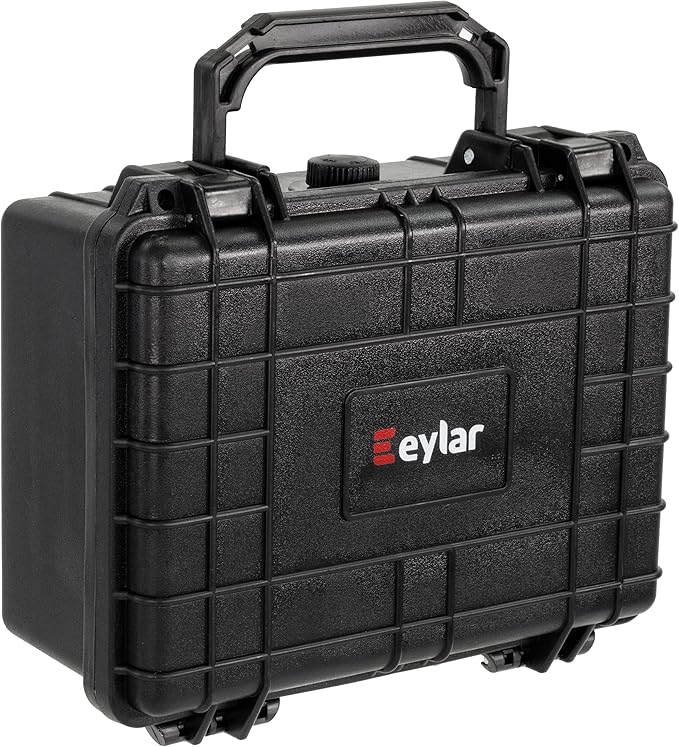Eylar Protective Camera Hard Case Water & Shock Proof w/Foam, TSA Standards 9.12 inch 7.56 inch 4.37 inch (Black)