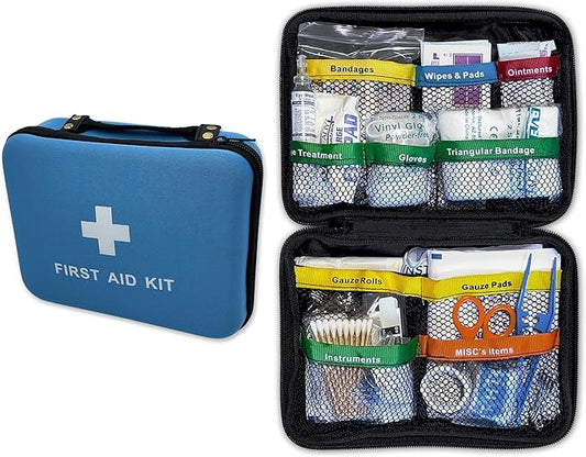 Rapid Care First Aid 160-Piece All-Purpose First Aid Kit for Home, Office & Car – Compact Color Coded Emergency Preparedness Kit with CPR Barrier, Emergency Blanket, Ice Pack & Other Essentials
