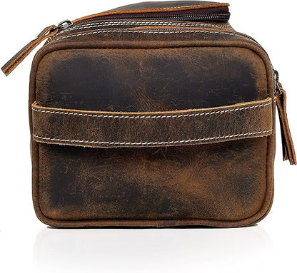 VC VINTAGE COUTURE Leather Toiletry Bag for Men Extra Large Leather Men's Toiletry Bag for Traveling Real Leather Dopp Kit for Men Leather Shaving Bag for Travel