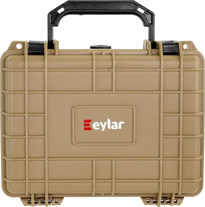 Eylar Protective Camera Hard Case Water & Shock Proof w/Foam, TSA Standards 9.12 inch 7.56 inch 4.37 inch (Tan FDE)