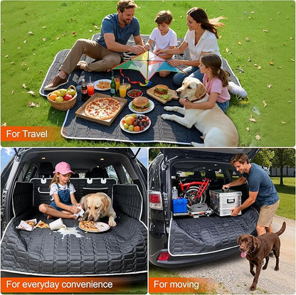 SUV Cargo Liner for Dogs, Waterproof Dog Trunk Cover with Bumper Flap Protector, Pet Cargo Mat for SUVs Sedans Vans, Non-Slip Scratchproof Dog Seat Cover, Large Size Universal Fit