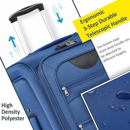 Luggage Sets 3 Piece Softside Expandable Lightweight Durable Softshell Suitcase Sets Spinner Wheels TSA Lock