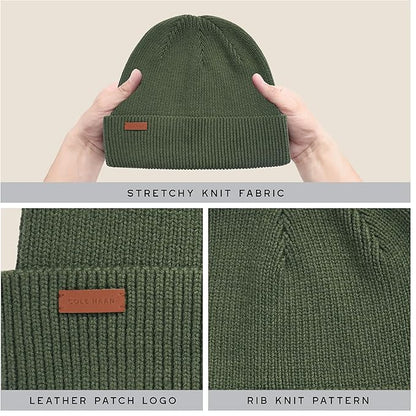 Cole Haan Men's Heritage Rib Cuff Wool Beanie Hat, One Size