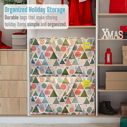 VENO 2 Pack Moving Bags and Large Christmas Decoration Storage Bins with lids. Alternative to Moving Boxes, Packing Supplies for College. Heavy Duty Totes (Pastel Forest, 2 Pack)
