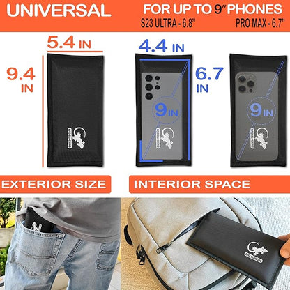 Gecko Travel Tech RFID Faraday Bag - GPS, RFID, and EMP Signal Blocker | Nylon Shielding Pouch for Cell Phone Privacy, Car Key FOB Protection, and Electronic Device Security (BLACK - NYLON)