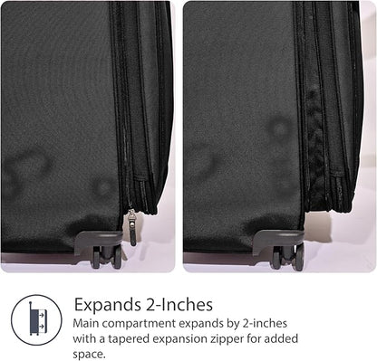 Travelpro Tourlite Softside 29" Expandable Luggage with 4 Spinner Wheels, Lightweight Suitcase, Checked Large, Black