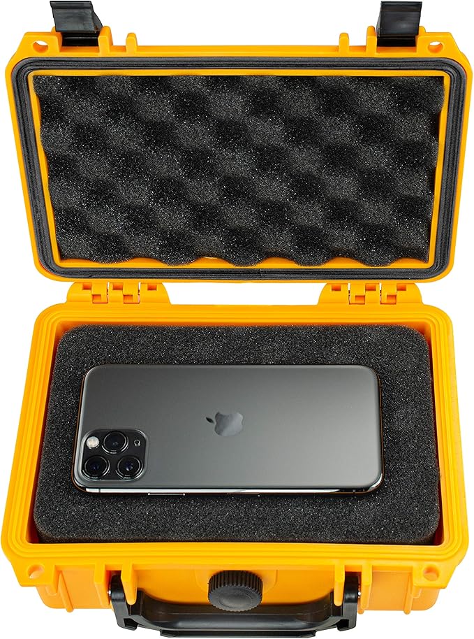Eylar Protective Gear and Camera Hard Case Water & Shock Proof w/Foam TSA Approved 8.12 inch 6.56 inch 3.56 inch (Yellow)
