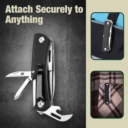 MOSSY OAK Multitool Pocket Knife, 10-in-1 Folding Pocket Knife Multitool with Stainless Steel Blade, Saw, Can Opener, Screwdrivers – EDC Tool for Camping, Hiking, Survival & Christmas Gifts