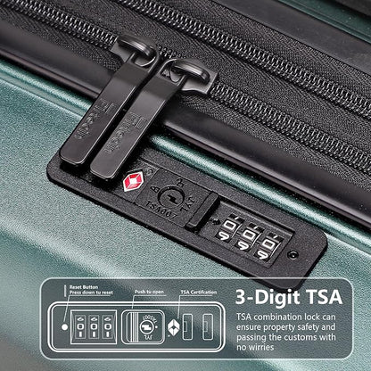 20 Inch Lightweight Expandable Carry On Luggage, PC Hardside Suitcase with Spinner Wheels & TSA Lock, Carry-on 20-Inch, Green
