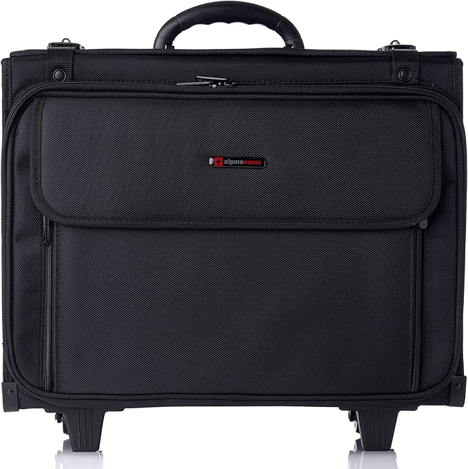 Alpine Swiss Rolling Briefcase | Laptop Bag For Men & Women | Hard Side Catalog Case on Wheels | Legal Size File Dividers | Lawyers Attache Case | Carry-On Overnight Business Travel Bag