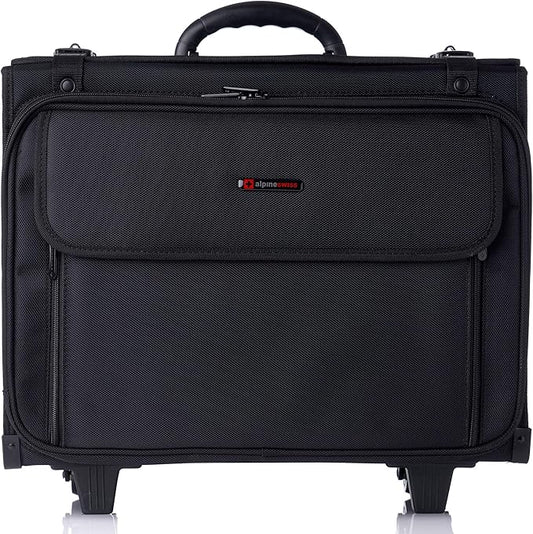 Alpine Swiss Rolling Briefcase | Laptop Bag For Men & Women | Hard Side Catalog Case on Wheels | Legal Size File Dividers | Lawyers Attache Case | Carry-On Overnight Business Travel Bag