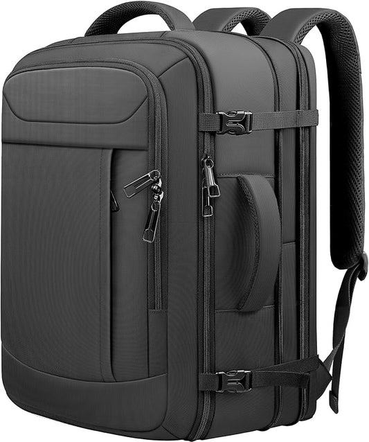 55L Extra Large Travel Backpack, Expandable 50L - 60L Carry On Backpack, Travel Luggage Suitcase Anti-Theft TSA Flight Laptop Bag, Sturdy 18.4 Inch XXXL Daypack Weekender Gifts for Men, Black