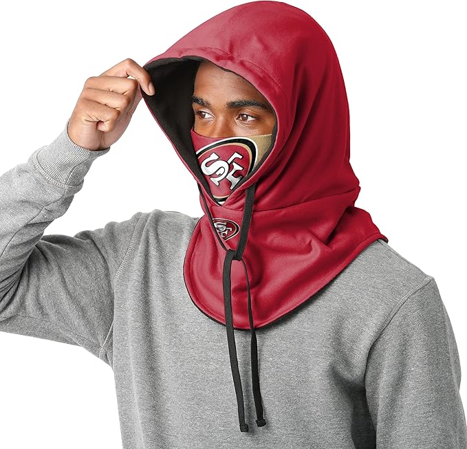NFL Team Logo Team Color Drawstring Winter Cap Hooded Gaiter Balaclava Face Cover