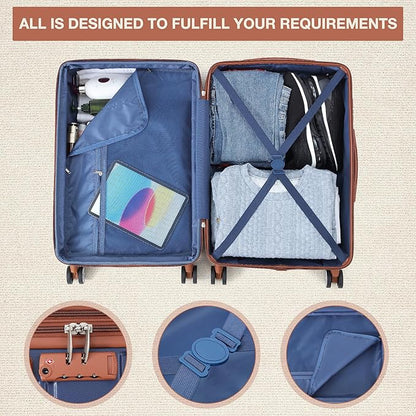 GarveeHome 24 Inch Checked Luggage with Spinner Wheels, Travel Suitcase Hardshell Expandable with TSA Lock, Durable Rolling Suitcase