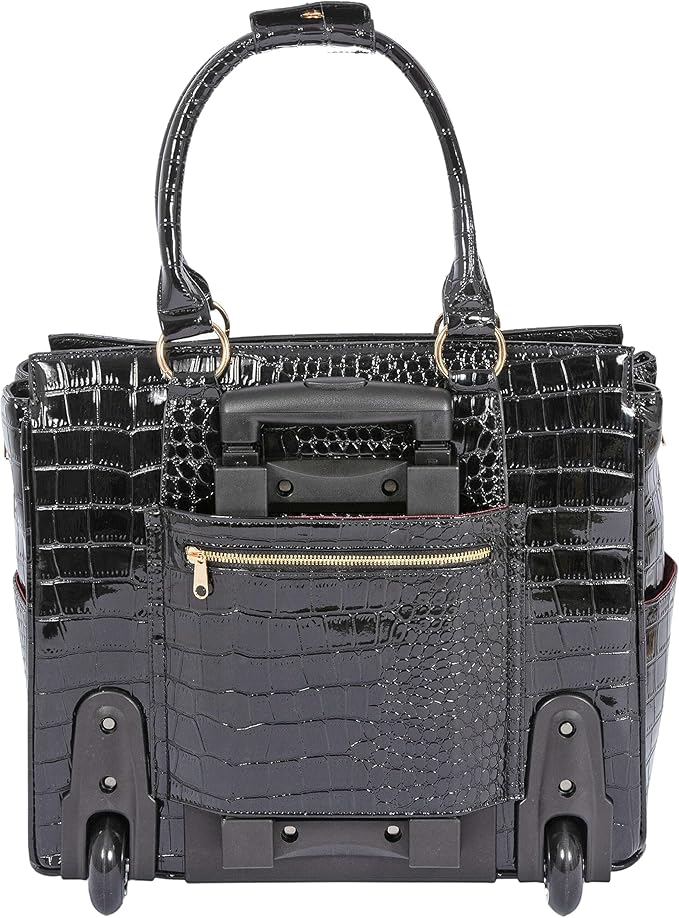 JKM & Company Rolling Laptop Bag for Women | Designer Wheeled Briefcase | Fits 13-17" Laptops | Office Travel Computer Case