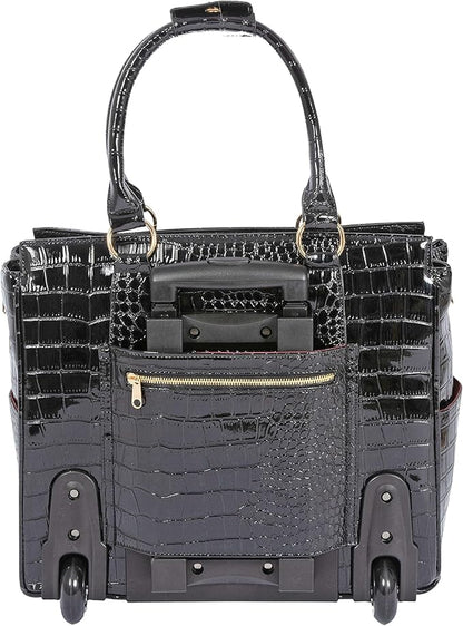 JKM & Company Rolling Laptop Bag for Women | Designer Wheeled Briefcase | Fits 13-17" Laptops | Office Travel Computer Case