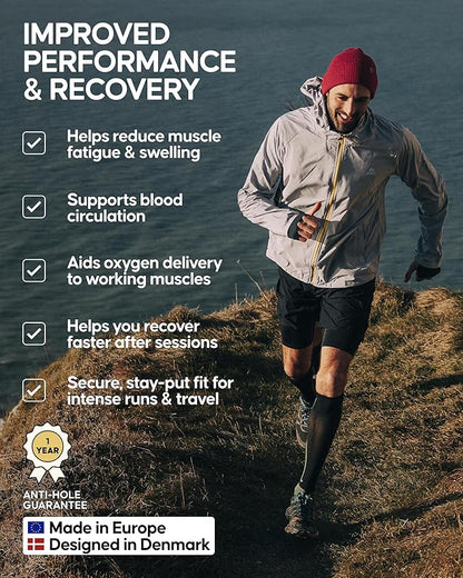 DANISH ENDURANCE 21-26 mmHg Compression Socks | Graduated Support & Faster Recovery | Running & Travel | Unisex 1 Pack