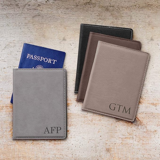 Lifetime Creations Monogrammed Passport Cover - Black, Passport Cover with Initials, Passport Holder Passport Case