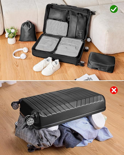 11 Piece Travel Luggage Sets(20″24″28″32″), 4 Piece Hardshell Suitcase with Wheels, 20inch Carry on Luggage, 24inch 28inch 32inch Checked Luggage with 7PC Packing Bags