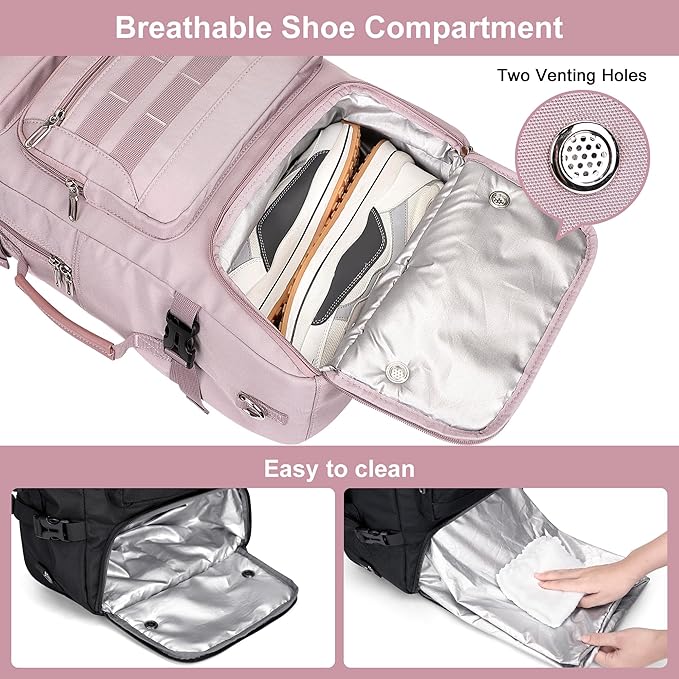 PIJUSHI Travel Backpack for Women Carry on Duffle Bag Backpack For Airplanes Luggage Rucksack with Shoe Compartment(PE048 Light Purple)