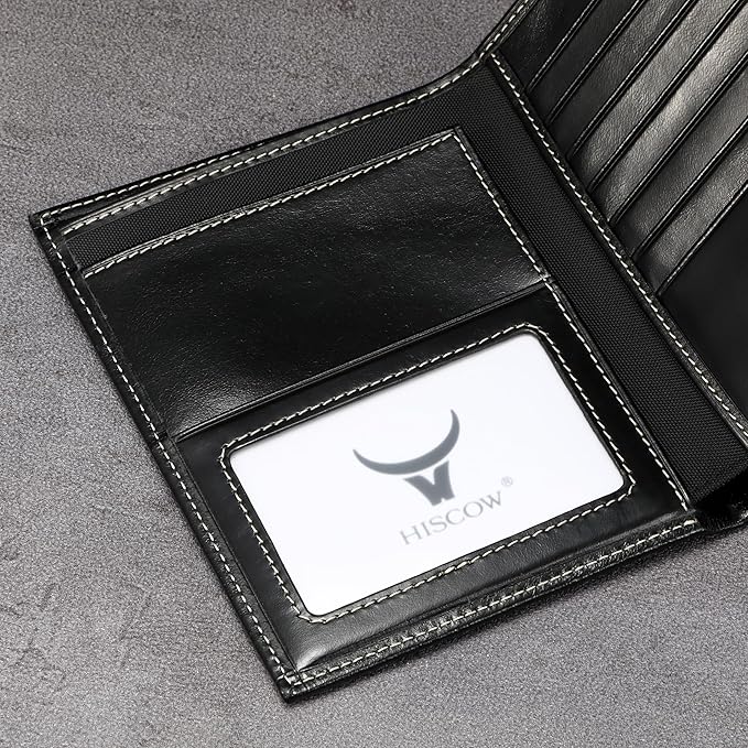 HISCOW Italian Leather Passport Holder for Travel - RFID Blocking Wallet Cover with Secure Organizer for Men & Women, US & Foreign Trips, Antiqued Black