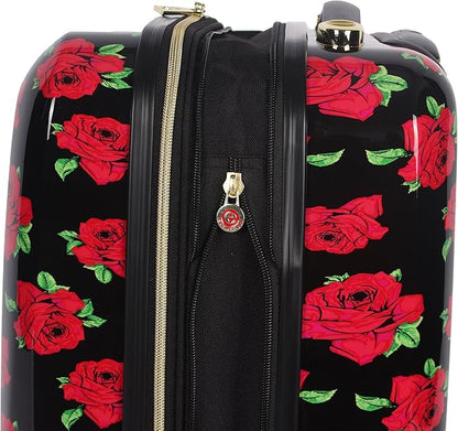 Betsey Johnson 30 Inch Checked Luggage Collection - Expandable Scratch Resistant (ABS + PC) Hardside Suitcase - Designer Lightweight Bag with 8-Rolling Spinner Wheels