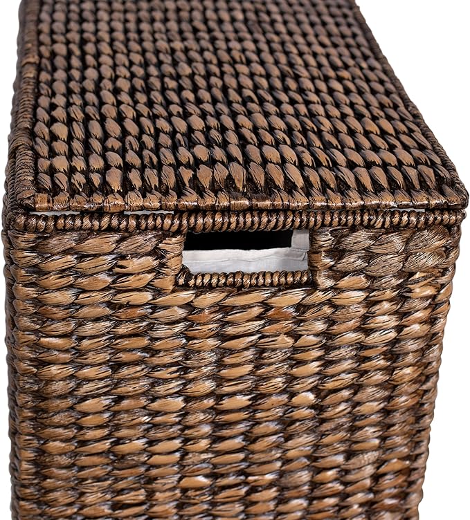 BIRDROCK HOME Oversized Dual Hampers with Lid - Handwoven Natural Seagrass Fiber Compartment Laundry Hamper w/Dual Removable Liners Bag - Split/Two Side Basket for Dirty Laundry, Clothes - Brown Wash