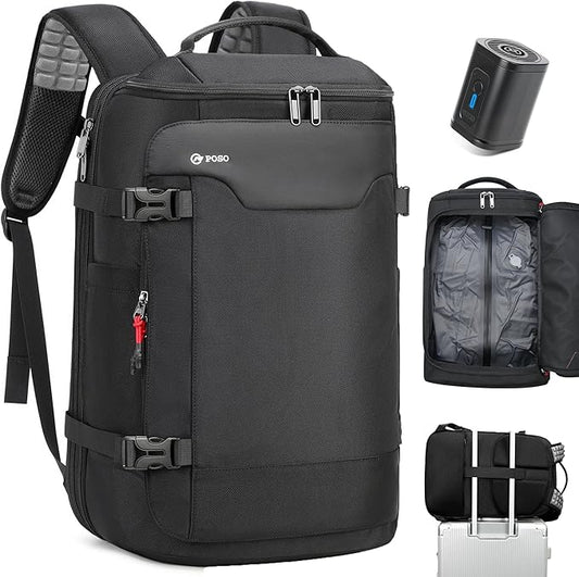 Vacuum Backpack Travel 60L Expandable Vacuum Seal Compression Travel Backpack with Pump, Laptop Compartment, Water-Resistant Business & Travel Carry-On Easyvacpack Vacuum Christmas Gift for Men