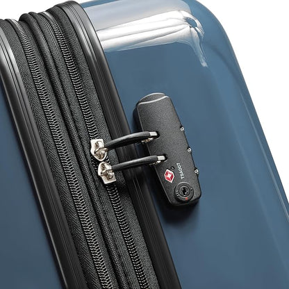 DELSEY PARIS Helium Aero Hardside Expandable Luggage with Spinner Wheels, Orion Blue, Checked-Medium 24 Inch