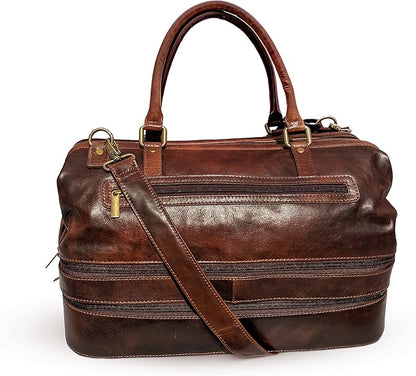 Leather Duffle Adventure Bag Weekender Travel Luggage with Shoe Compartment
