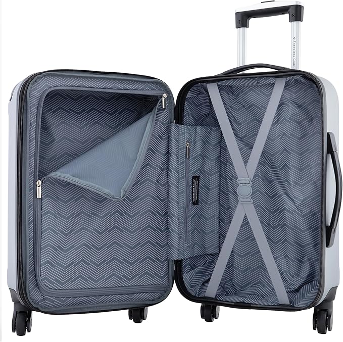 Travelers Club Chicago Hardside Expandable Spinner Luggage, Silver, 20" Carry-On