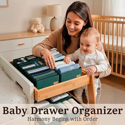 Clothing Drawer Organizer – Set of 6 Foldable 600D Oxford Storage Boxes with Rigid Support and Metal Zipper, Ideal for Bras, Underwear, Socks, Baby Clothes and Closet Organization