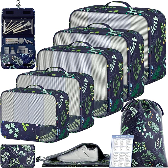 BAGAIL 9 Set Packing Cubes Luggage Packing Organizers for Travel Accessories