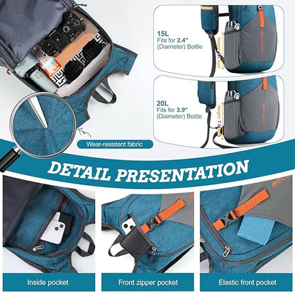 15L Small Hiking Backpack for Men Women Foldable Packable Back Pack Ultralight Hiking Daypack for Travel Camping Outdoor, Turquoise