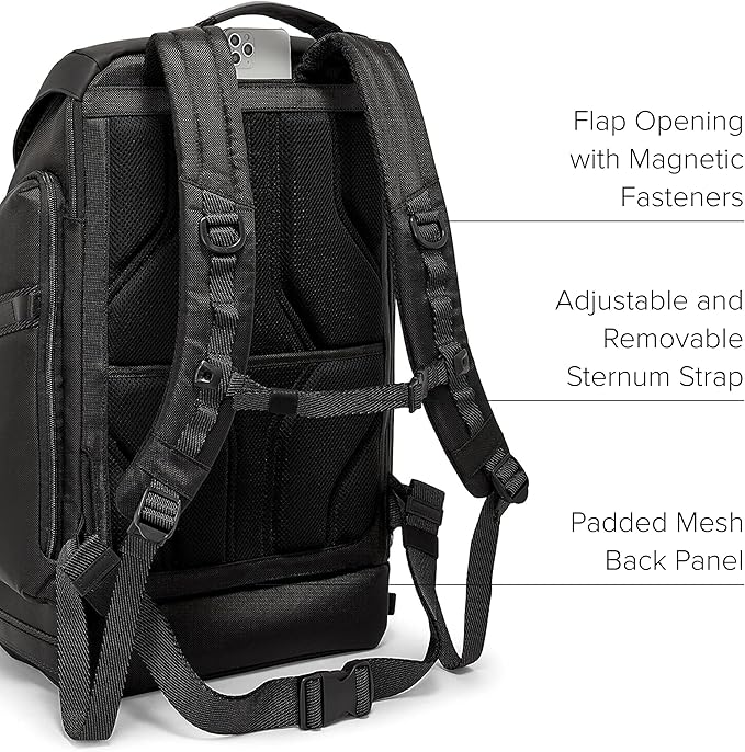 TUMI - Alpha Bravo Expedition Flap Backpack - Large Carry On Backpack - 21.0" X 12.5" X 7.5" - Fits up to 17" Laptop - Black