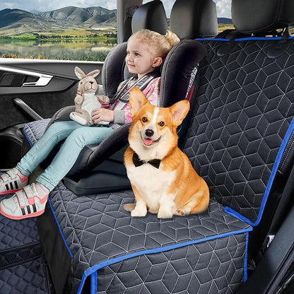 Back Seat Cover for Dogs, Washable Bench Seat Covers for Trucks,Dog Car Seat Covers for Ford f150/Ram1500/Nissan Frontier/Toyota Tacoma/GMC Canyon/Silverado (Blue)