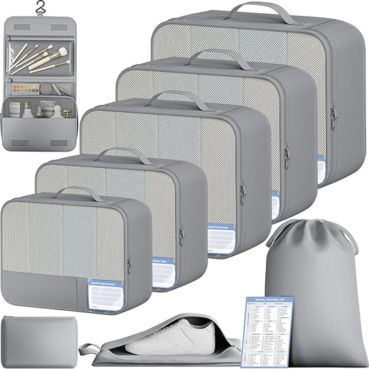 BAGAIL 9 Set Packing Cubes Luggage Packing Organizers for Travel Accessories