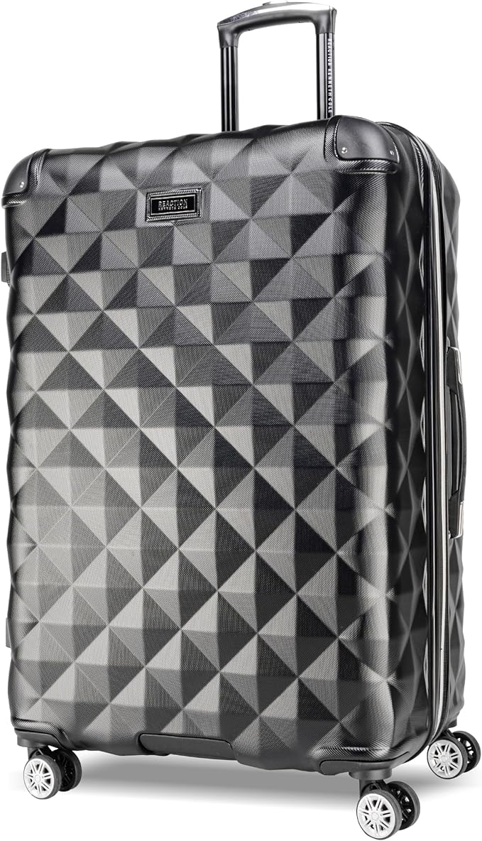 Kenneth Cole REACTION Diamond Tower Collection Lightweight Hardside Expandable 8-Wheel Spinner Travel Luggage, Black, 28-Inch Checked