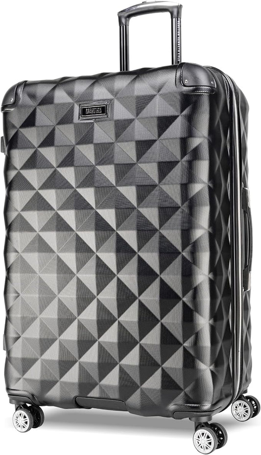 Kenneth Cole REACTION Diamond Tower Collection Lightweight Hardside Expandable 8-Wheel Spinner Travel Luggage, Black, 28-Inch Checked