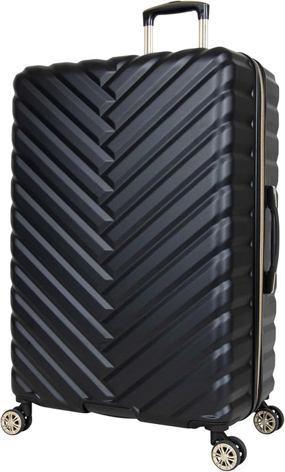 Kenneth Cole REACTION Madison Square Lightweight Hardside Chevron Expandable Spinner Luggage, Black, 24-Inch Checked
